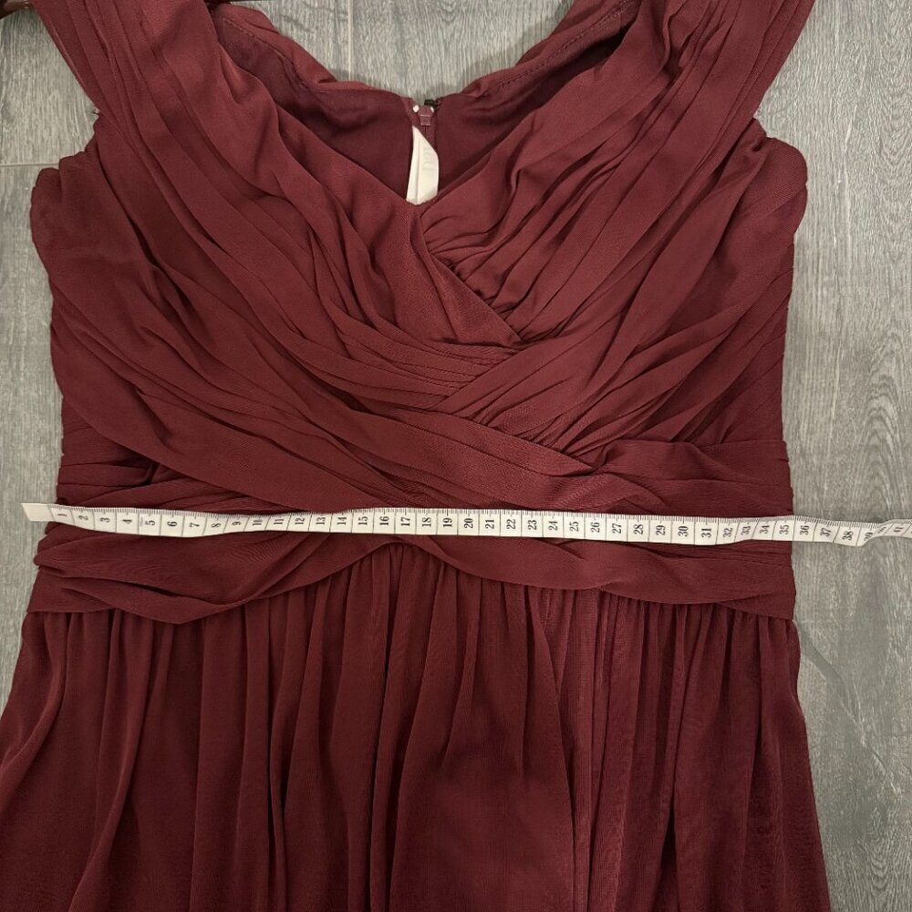 Davids Bridal Burgundy Chiffon Bridesmaid Dress Womens Size 10 - Picture 5 of 9